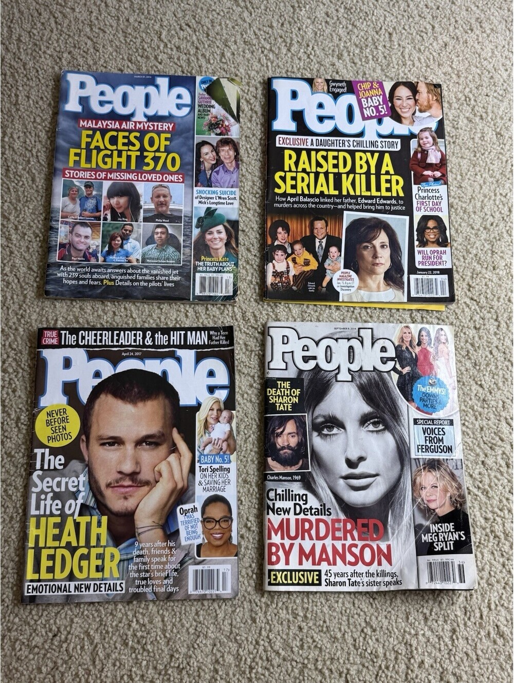 People Magazine Lot Heath Ledger Sharon Tate Flight 370 True Crime 4 Issues